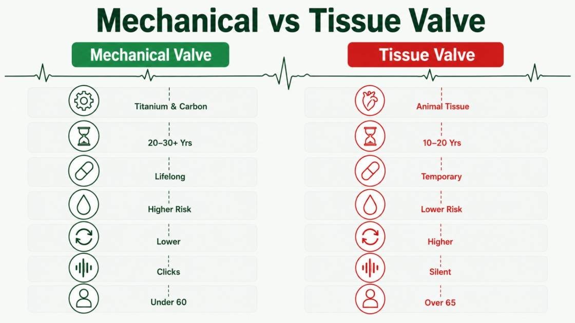 Difference between Mechanical valve and Tissue Valve
